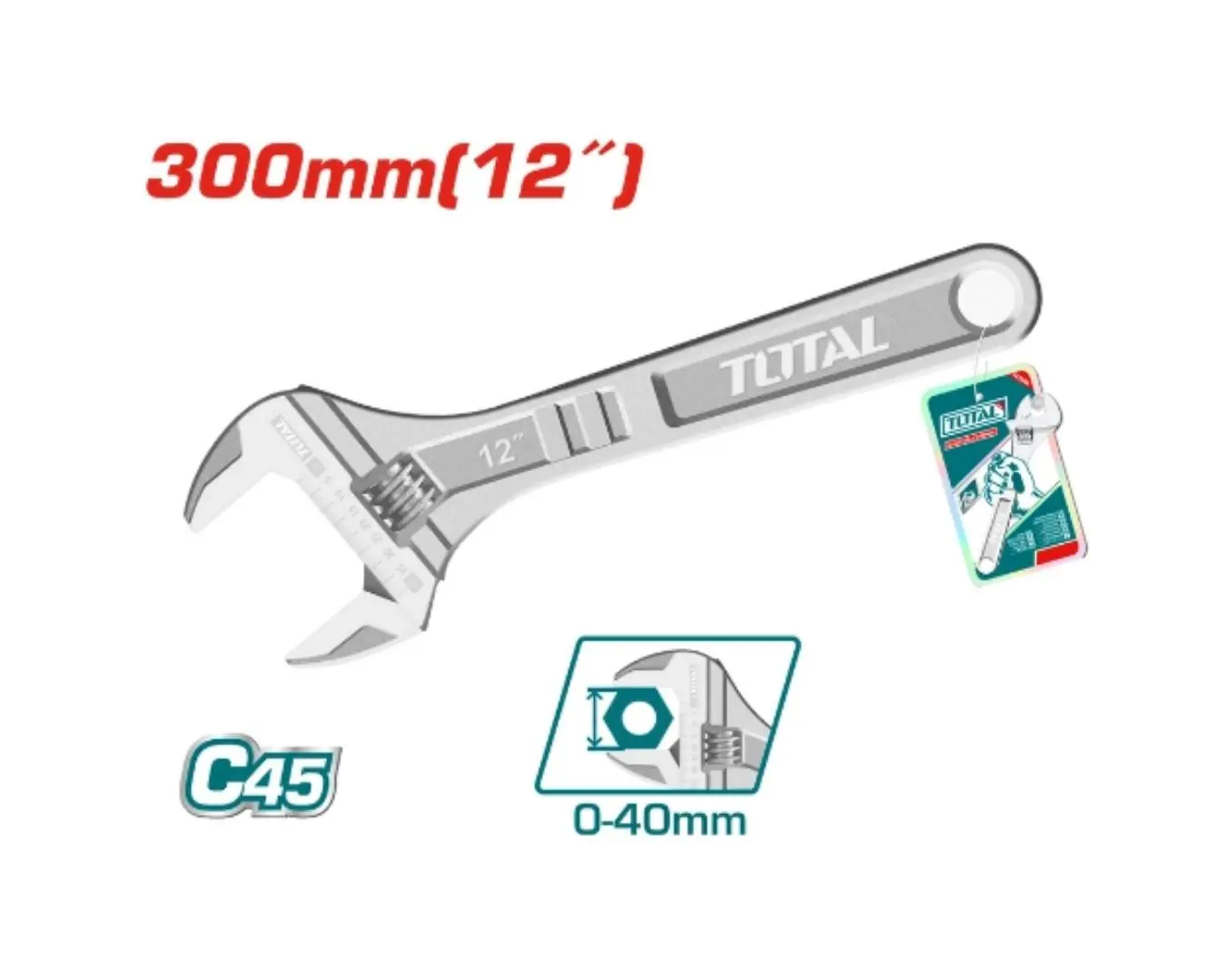 مفتاح اموليت انكليزي 12 انش اقصى قطر 40 مم ماركة TOTAL - THT1010123