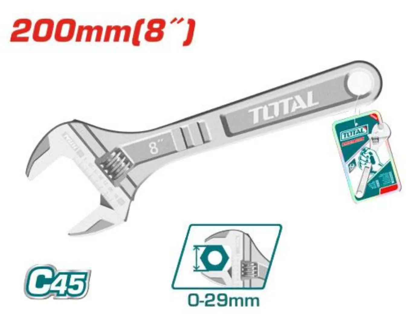 مفتاح اموليت انكليزي 8 انش اقصى قطر 29 مم ماركة TOTAL - THT101083