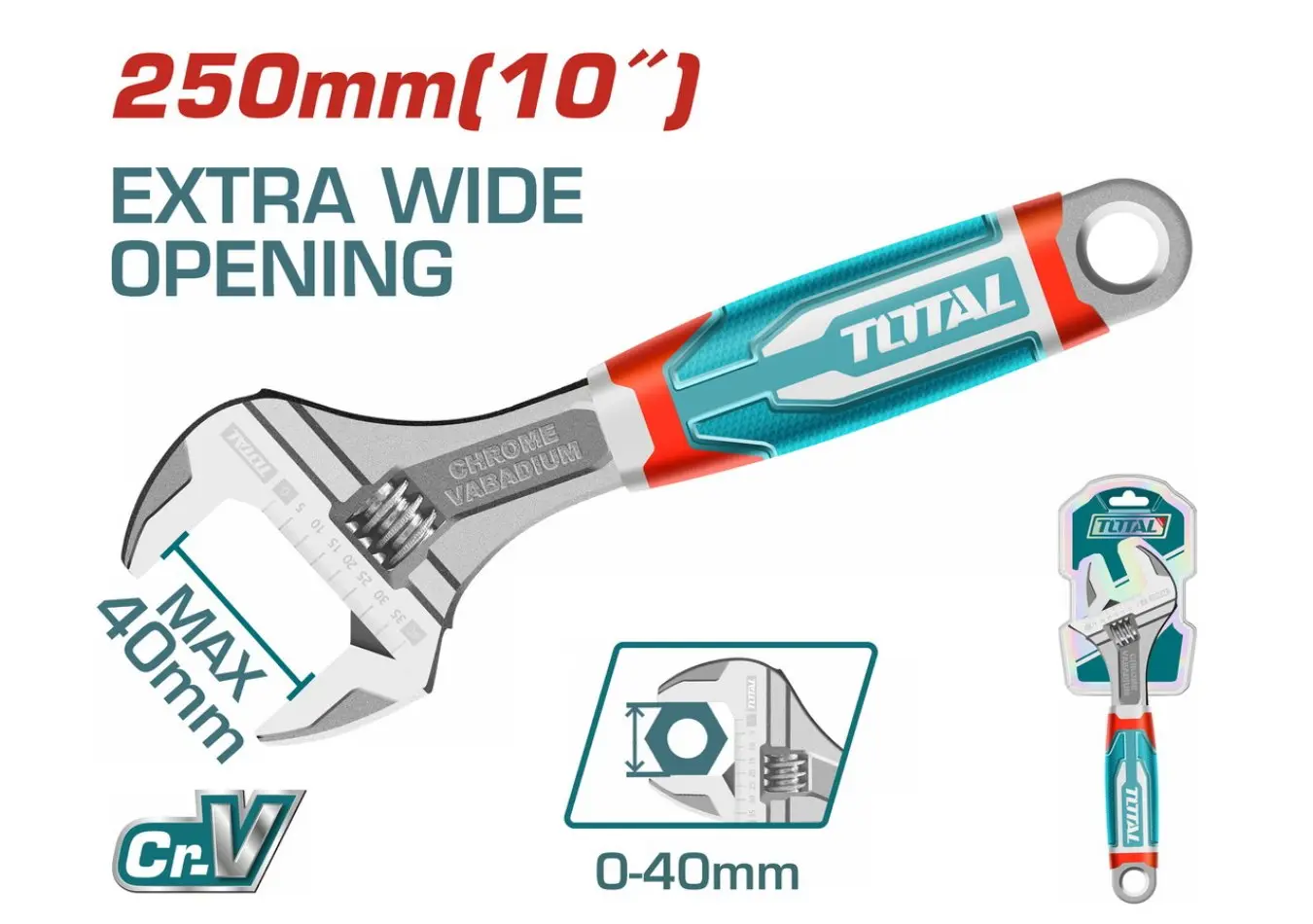 مفتاح اموليت انكليزي مكوشك 10 انش اقصى قطر 40 مم CR-V ماركة TOTAL - THT101106