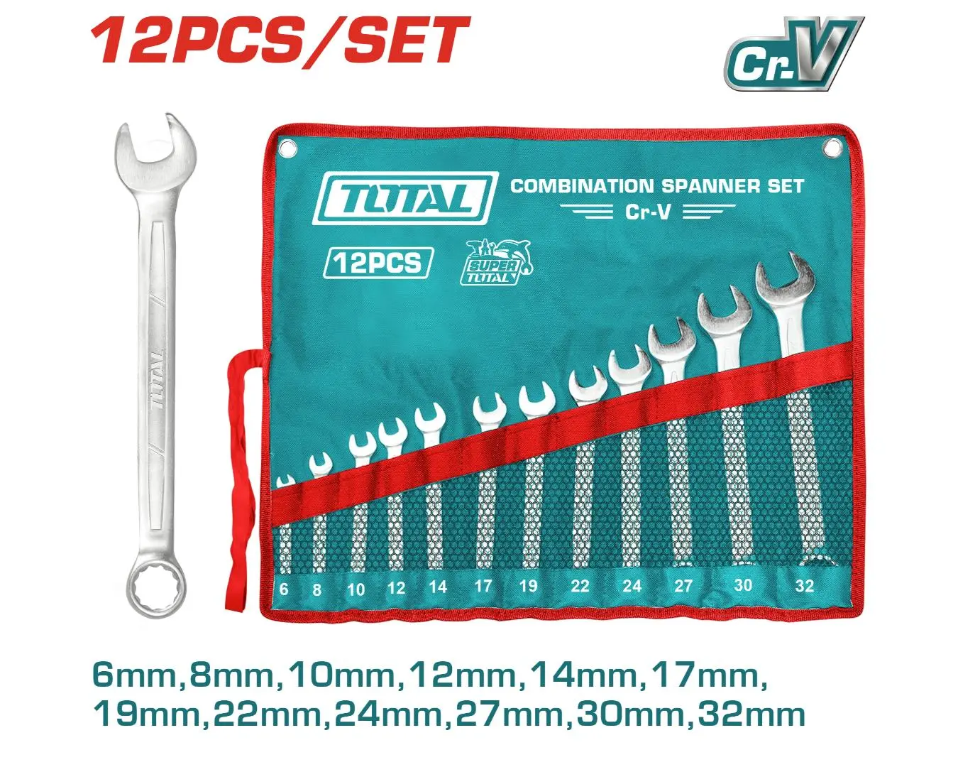طقم مفاتيح طرف 6-32 (( 12 قطع )) حقيبة قماشية TOTAL - THT1022122