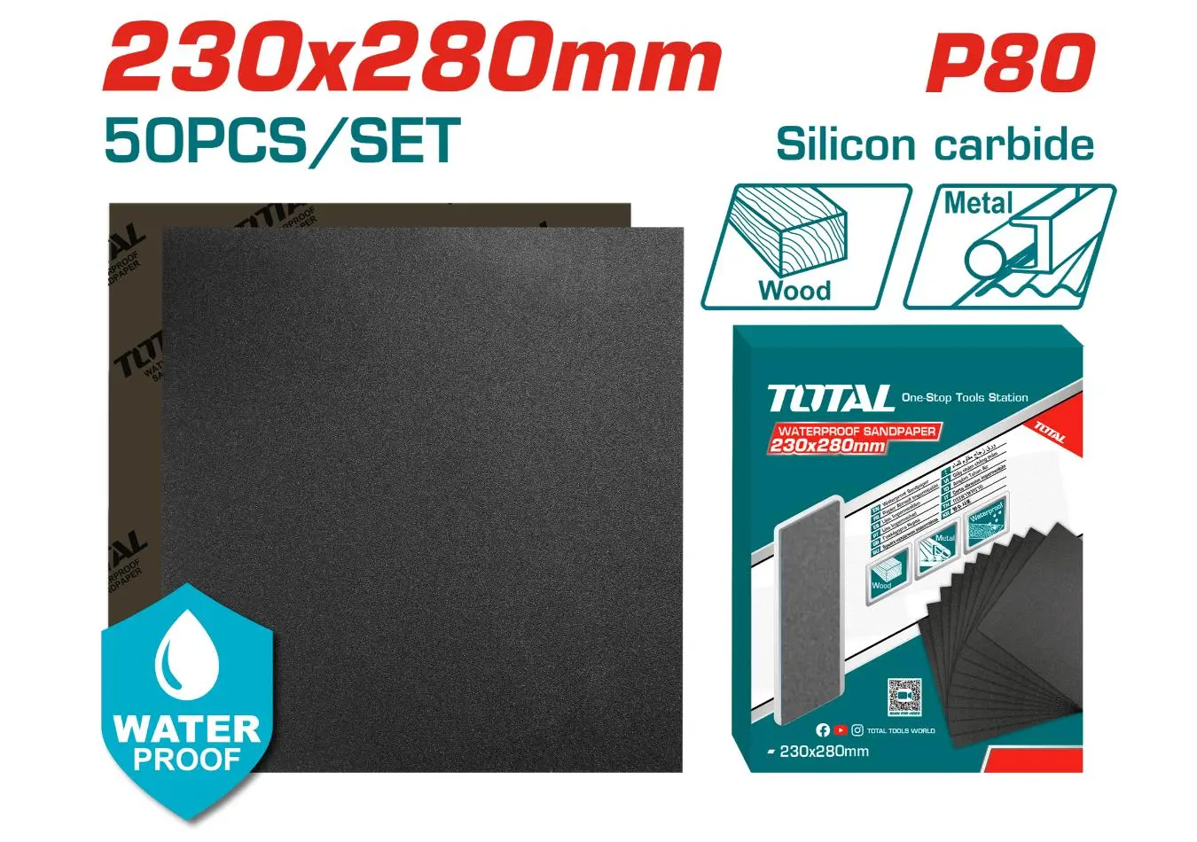 ورق برداغ 230 × 280 نعومة 60 P مجموعة 50 قطعة TOTAL - TAC006016