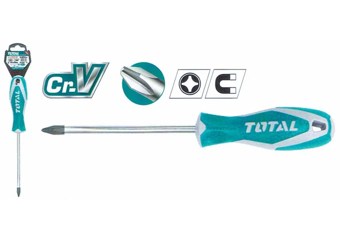 مفك براغي مصالب PH1*75 مم TOTAL(( صناعي )) CRV - THT22316