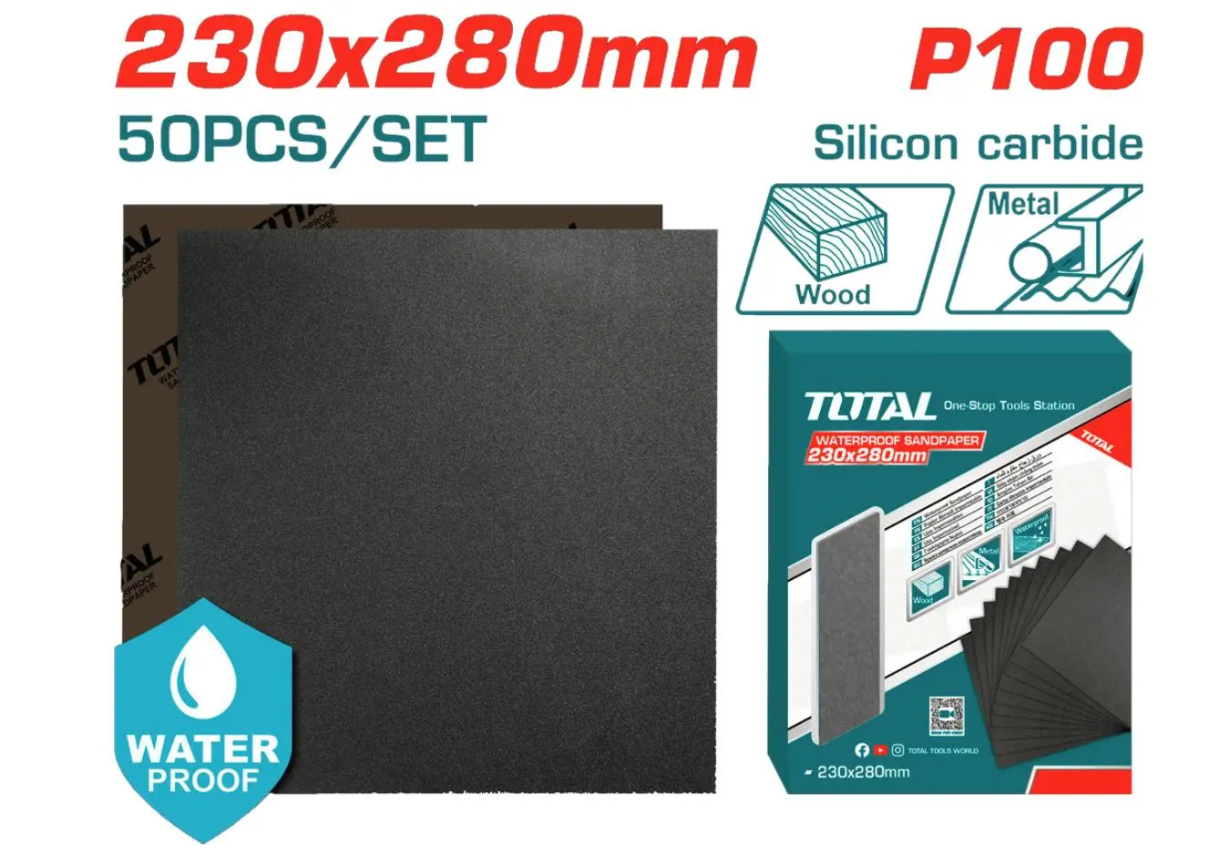 ورق برداغ 230 × 280 نعومة 100 P مجموعة 50 قطعة TOTAL - TAC010016