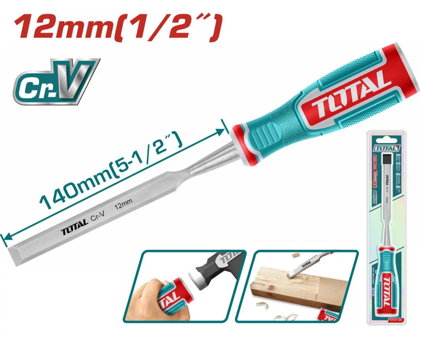 ازميل خشب عرض 12 مم طول 140 مم TOTAL - THT41126