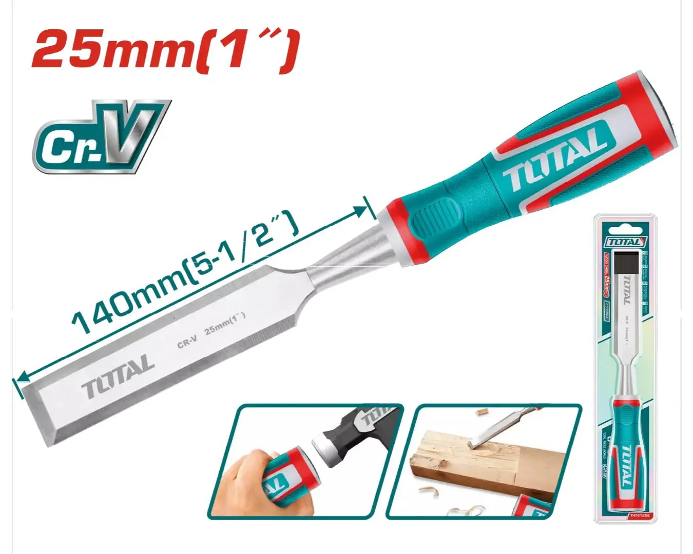 ازميل خشب عرض 25 مم طول 140 مم TOTAL - THT41256