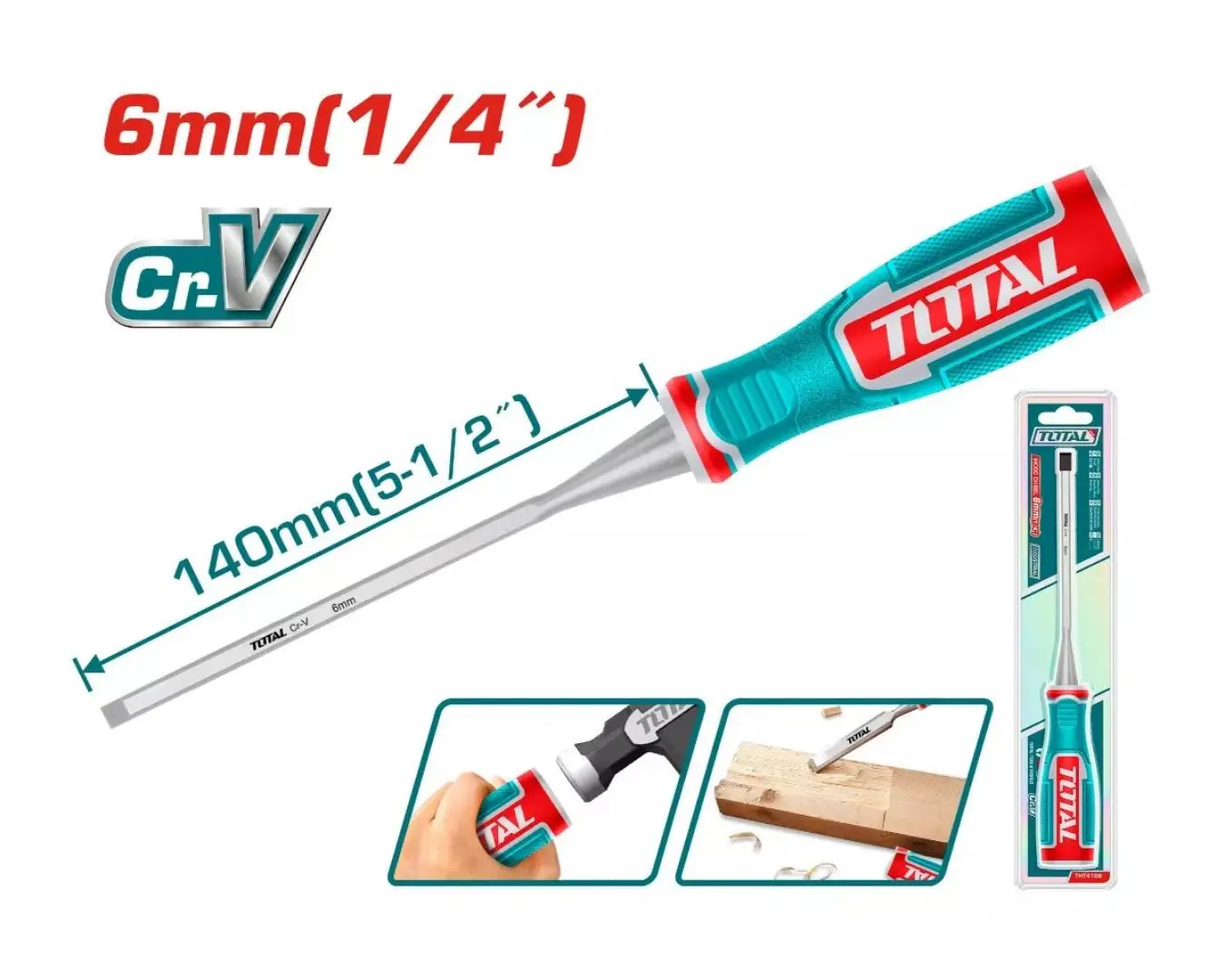 ازميل خشب عرض 6 مم طول 140 مم TOTAL - THT4166