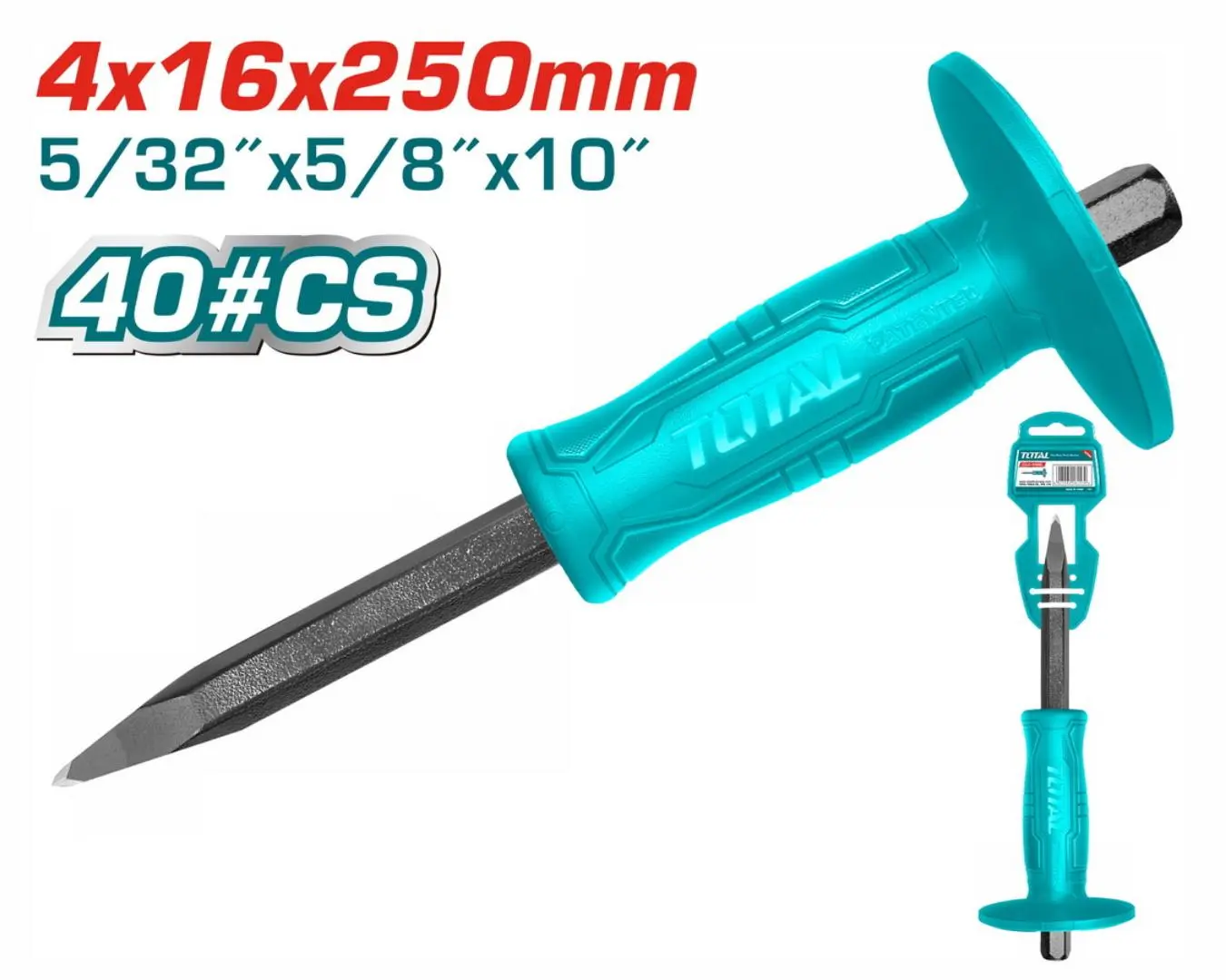 ازميل حجر مكوشك شوكة عرض الراس 16 مم طول 25 سم TOTAL - THT4221026