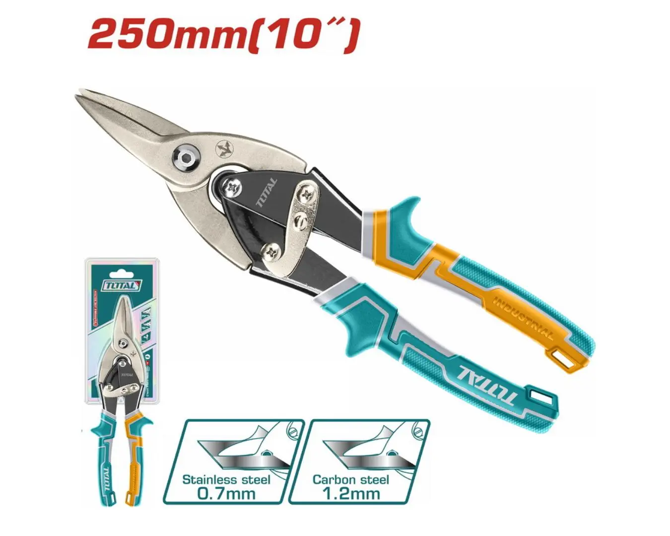 مقص صاج ساوي ثلاث إتجهات 250 مم 10 أنش TOTAL - THT522106