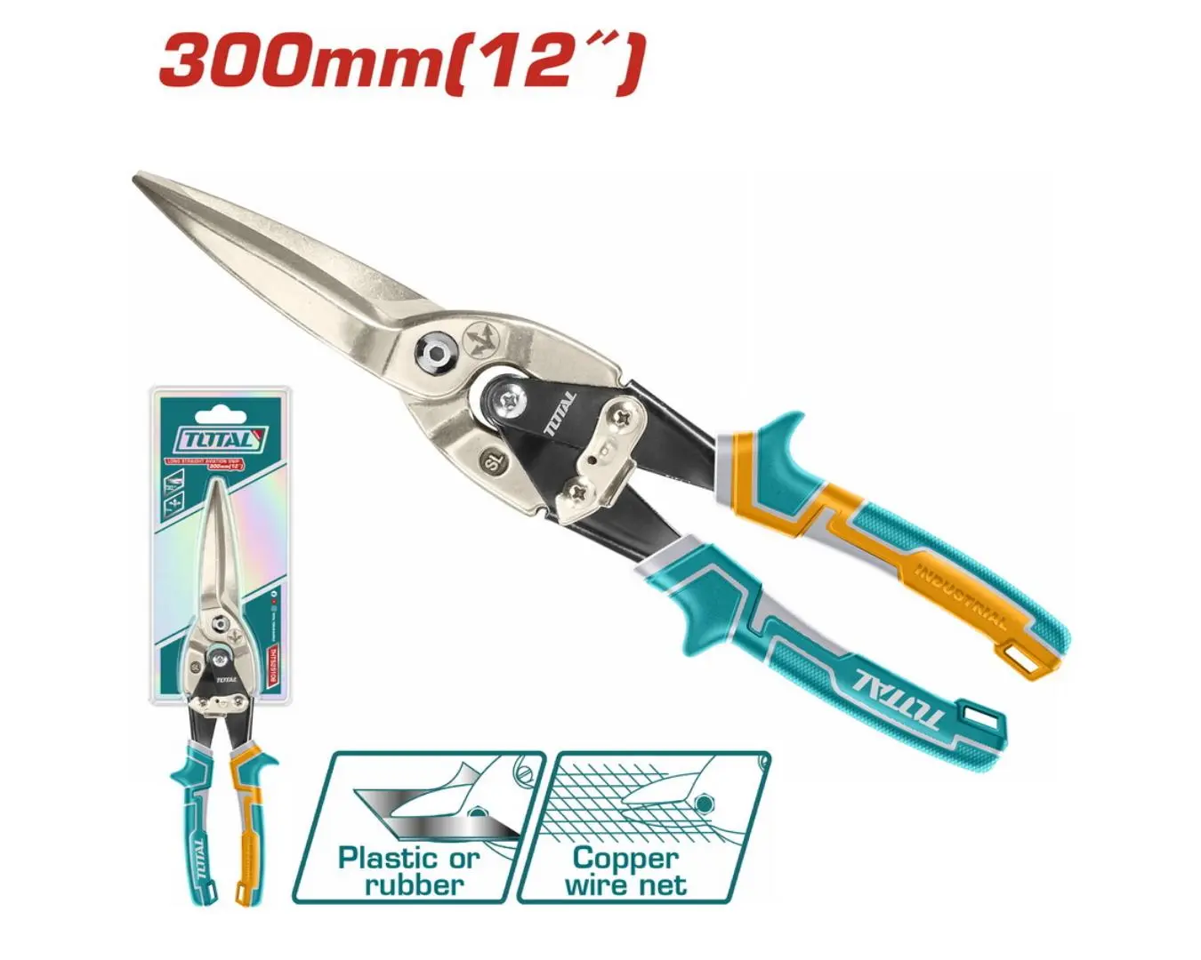 مقص صاج راس طويل ساوي ثلاث إتجاهات 300 مم 12 أنش TOTAL - THT525106