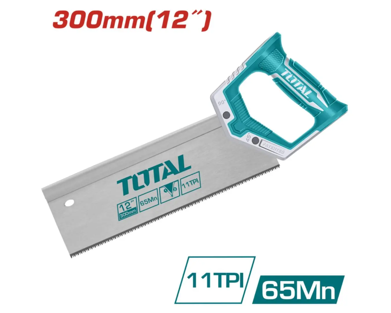 منشار خشب 12 انش 300 مم رأسين TOTAL (سرّاق) - THT59126B