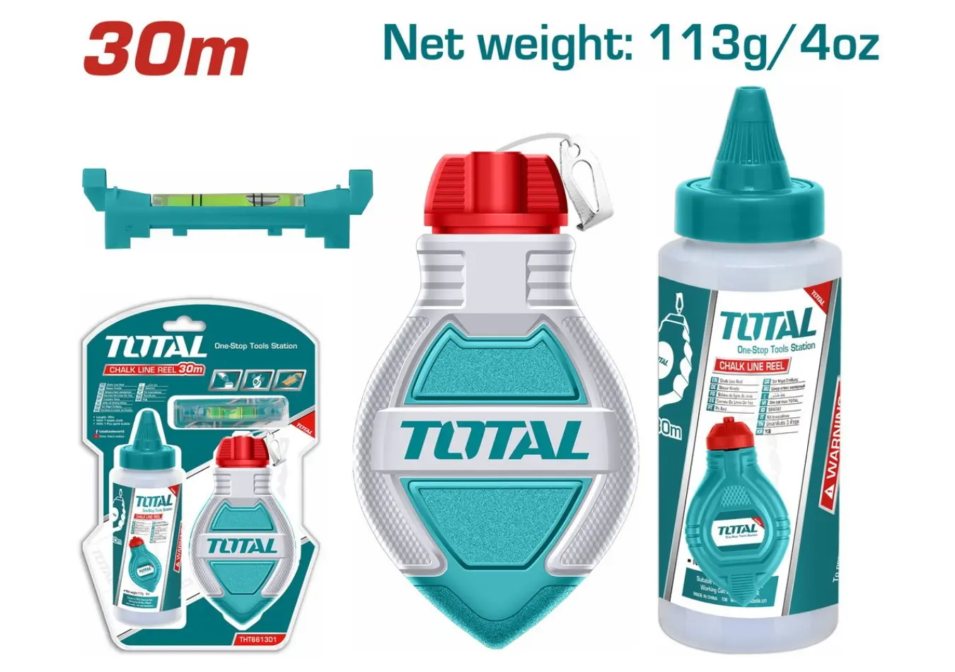 شقلة خيط 30 متر مع عبوة مواد+زيبق TOTAL - THT661301