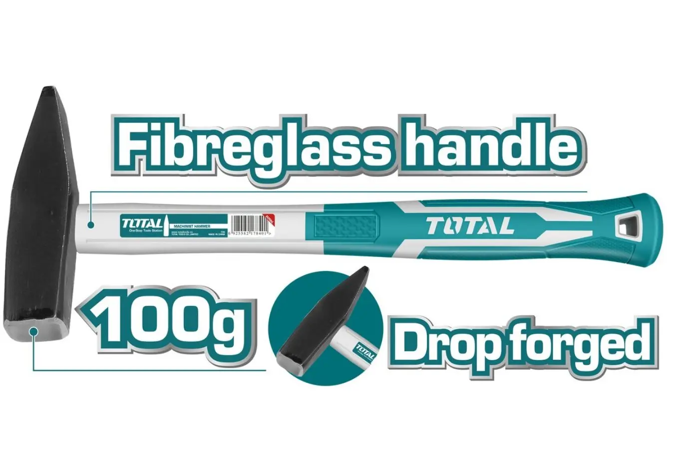 مطرقة حديد 100 غرام يد فيبر غلاس ماركة TOTAL - THT711006