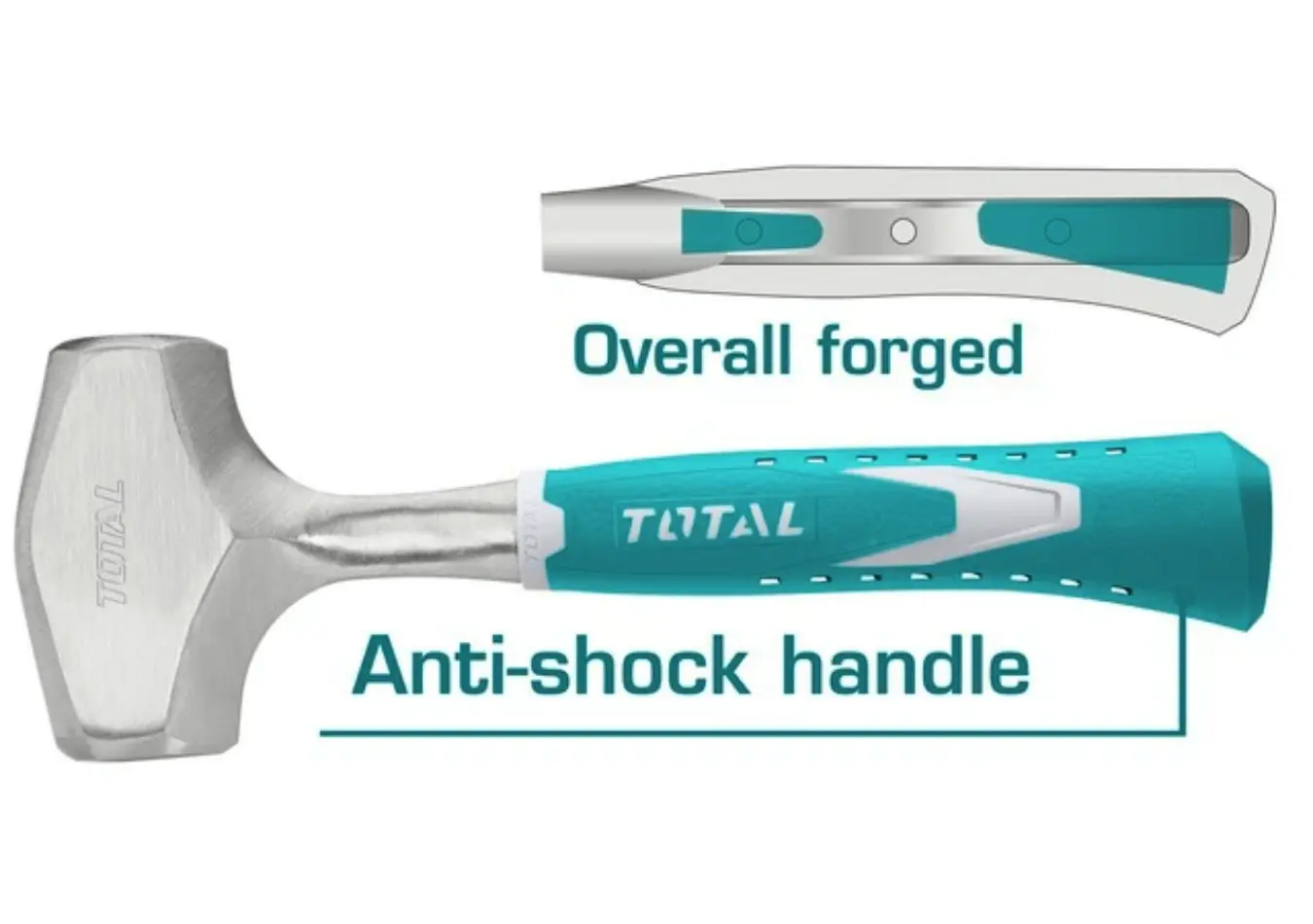 مطرقة حجر 1800 غرام HANDLE يد حديد بالكامل ماركة TOTAL - THT7141406