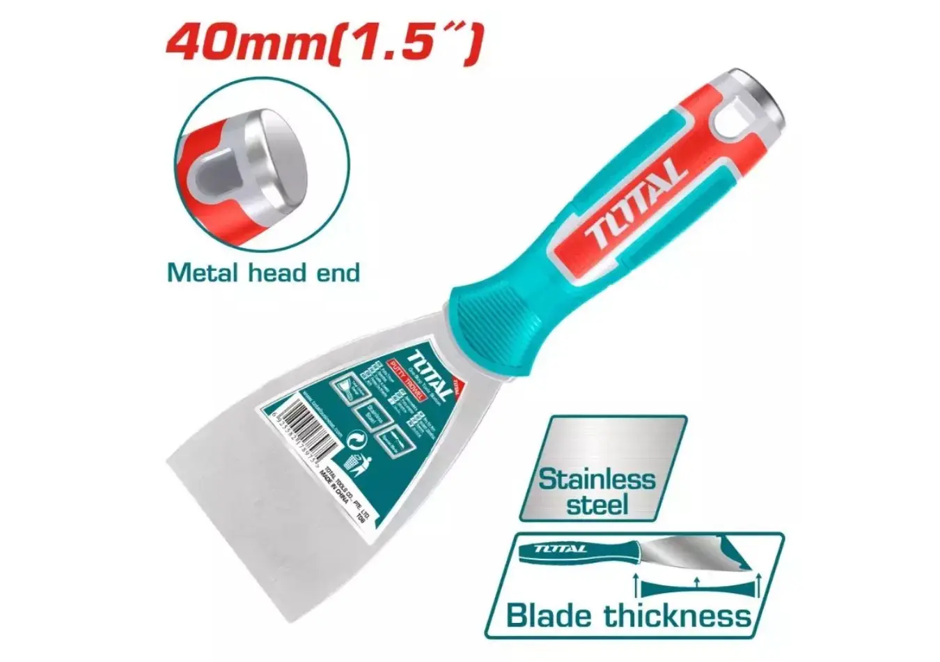 مشحاف معجون قياس 1.5 انش 40مم ستانلس ستيل TOTAL (( صناعي )) - THT83406
