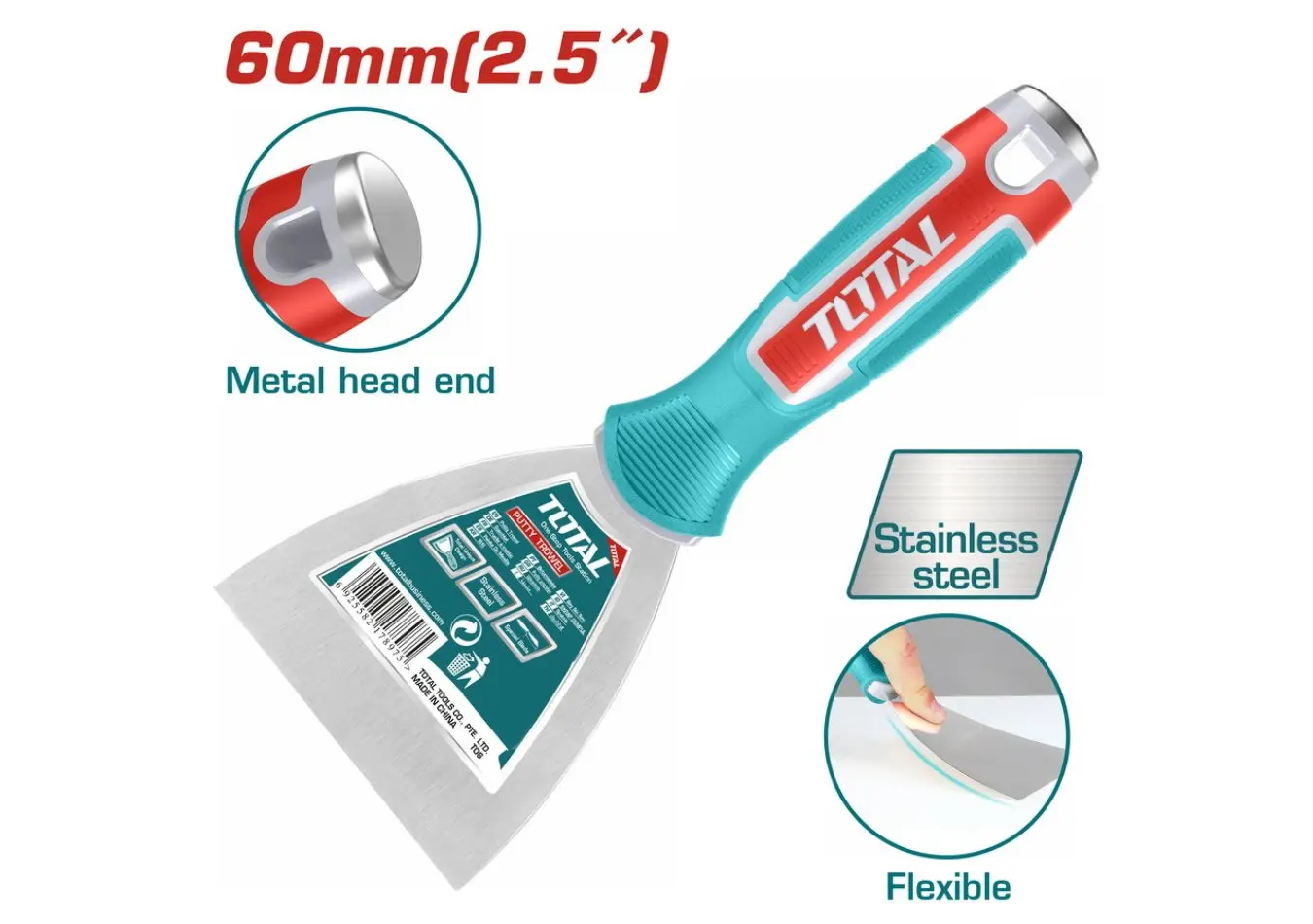 مشحاف معجون قياس 2.5 انش 63مم ستانلس ستيل TOTAL (( صناعي )) - THT83606