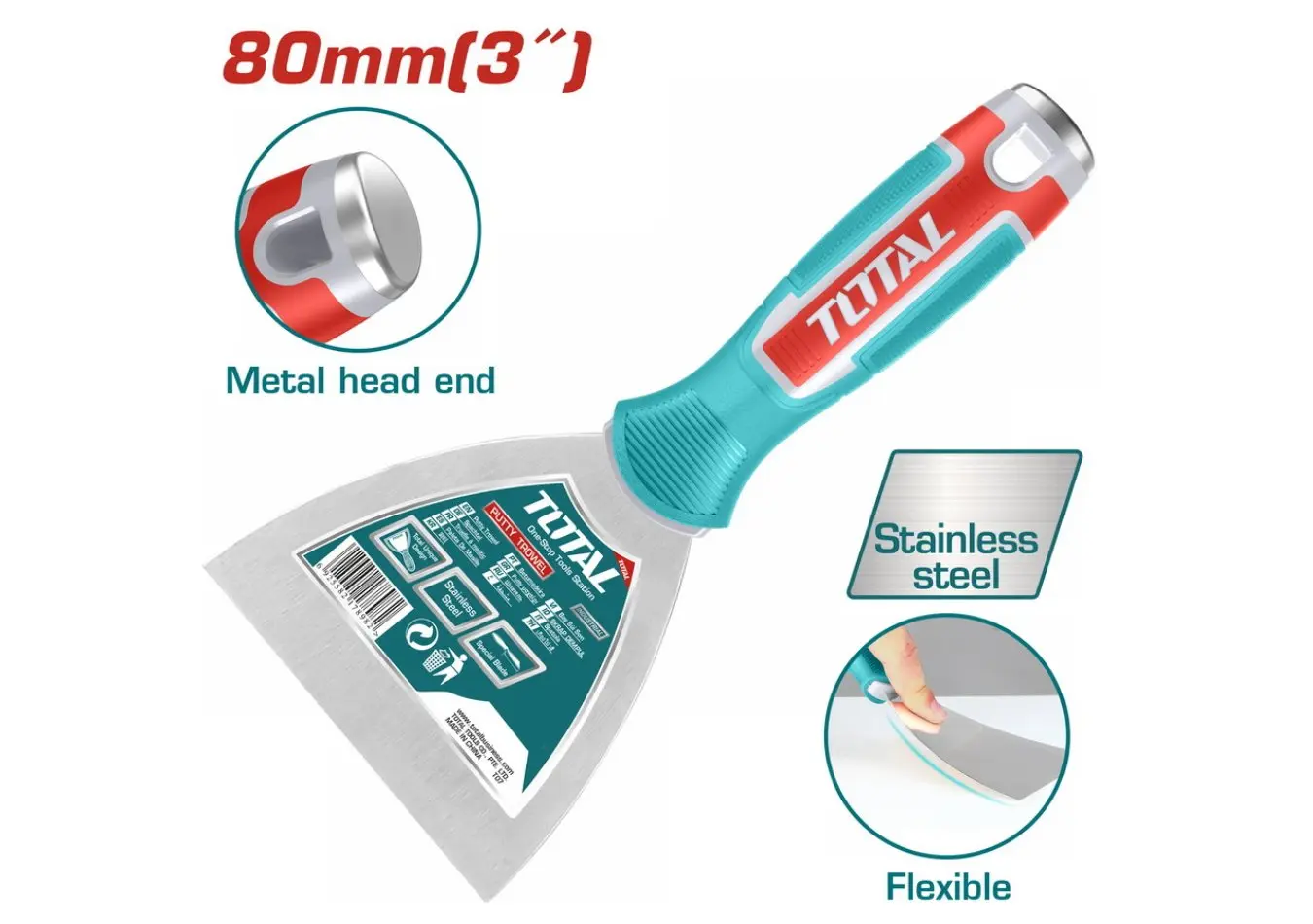 مشحاف معجون قياس 3 انش 80 مم ستانلس ستيل TOTAL (( صناعي )) - THT83806