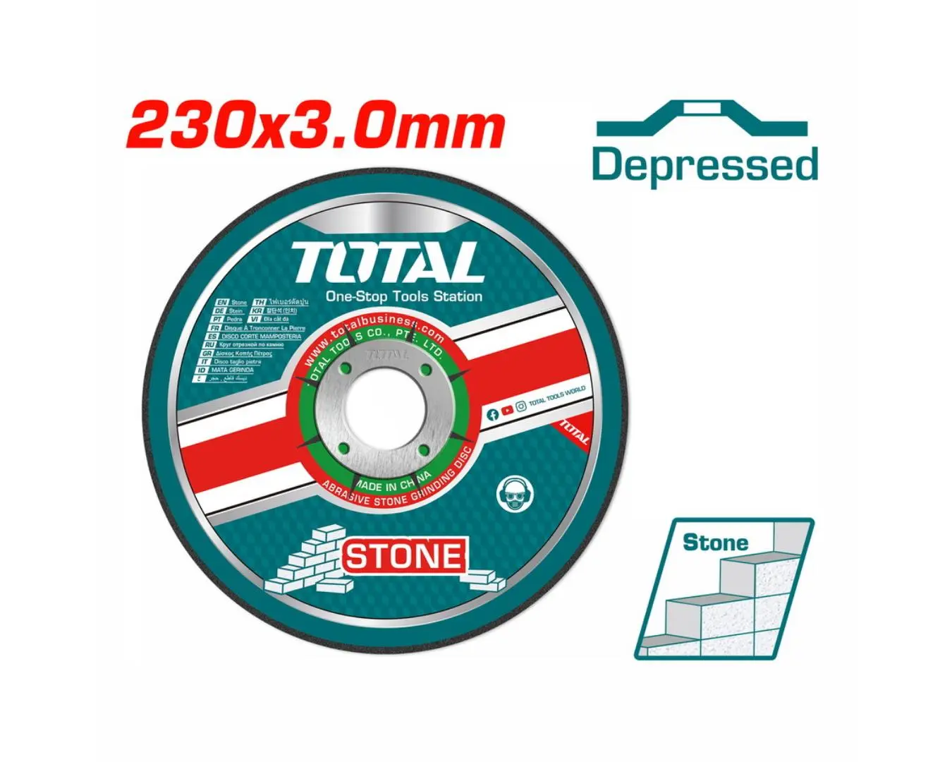 ديسك قص حجر 9 انش سماكة 3 ملم TOTAL رطب+جاف - TAC2222301