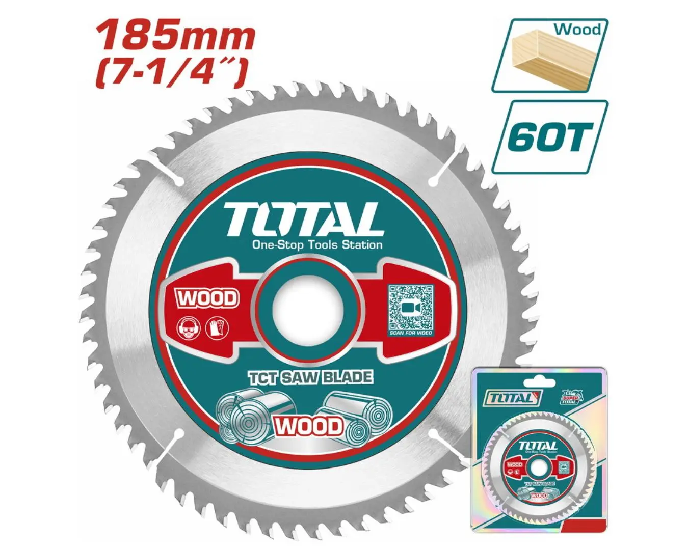 ديسك قص خشب 185مم 60 سن فتحة 20 مم TOTAL - TAC231413