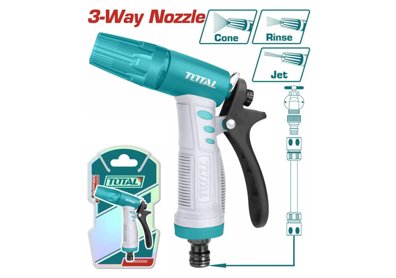 مرش حدائق عادي بلاستيك + مغسل TOTAL Plastic trigger nozzle - THWS010301