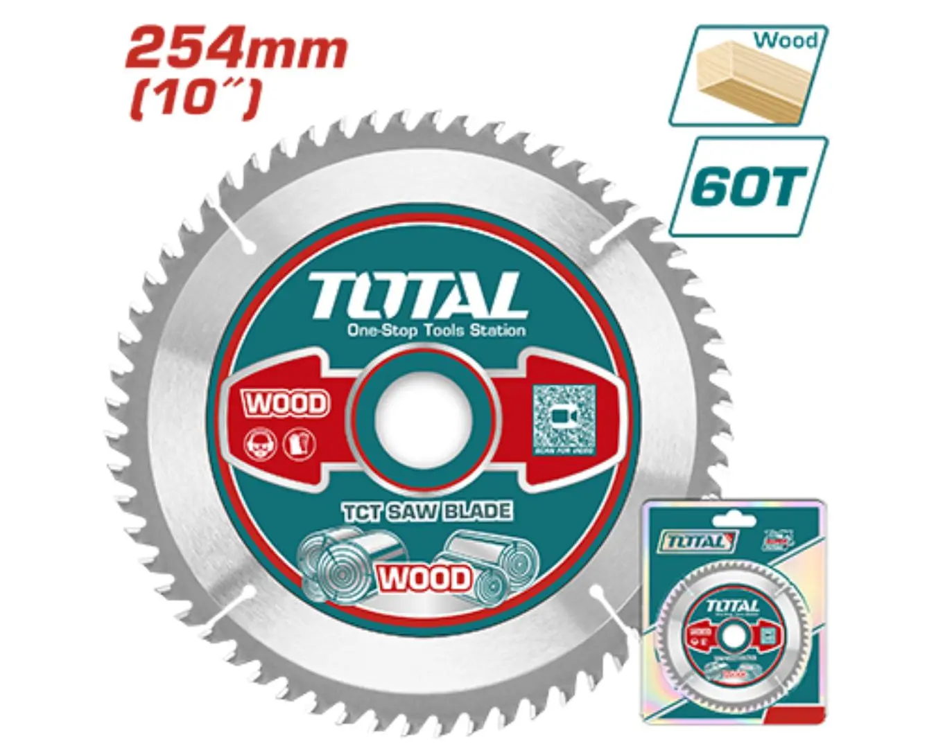 ديسك قص خشب 254 مم 10 انش 60 سن فتحة 30 مم TOTAL - TAC231723
