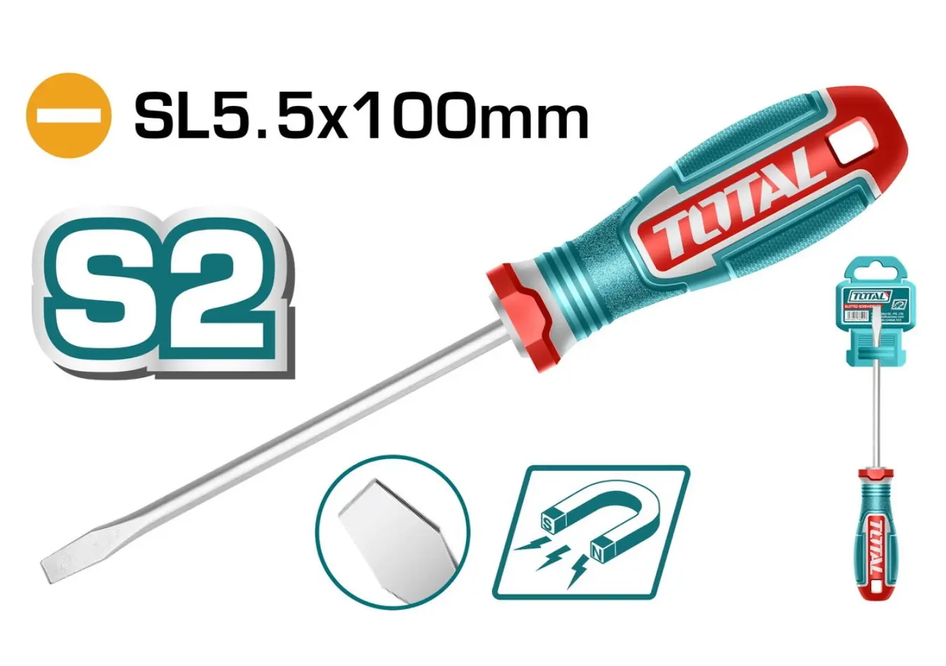 مفك براغي شق S2 قياس sl4*100 مم ماركة TOTAL - TSDSL5100