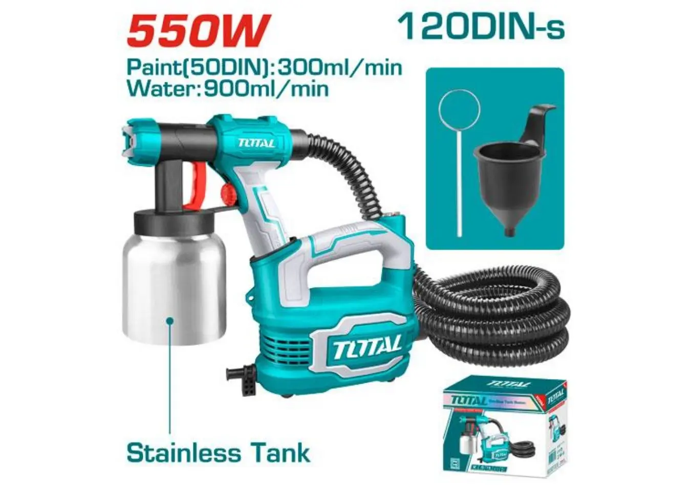 فرد بخ دهان كهربائي 550 واط مع وعاء دهان ستانلس ستيل 800 ملم TOTAL - TT5006-2