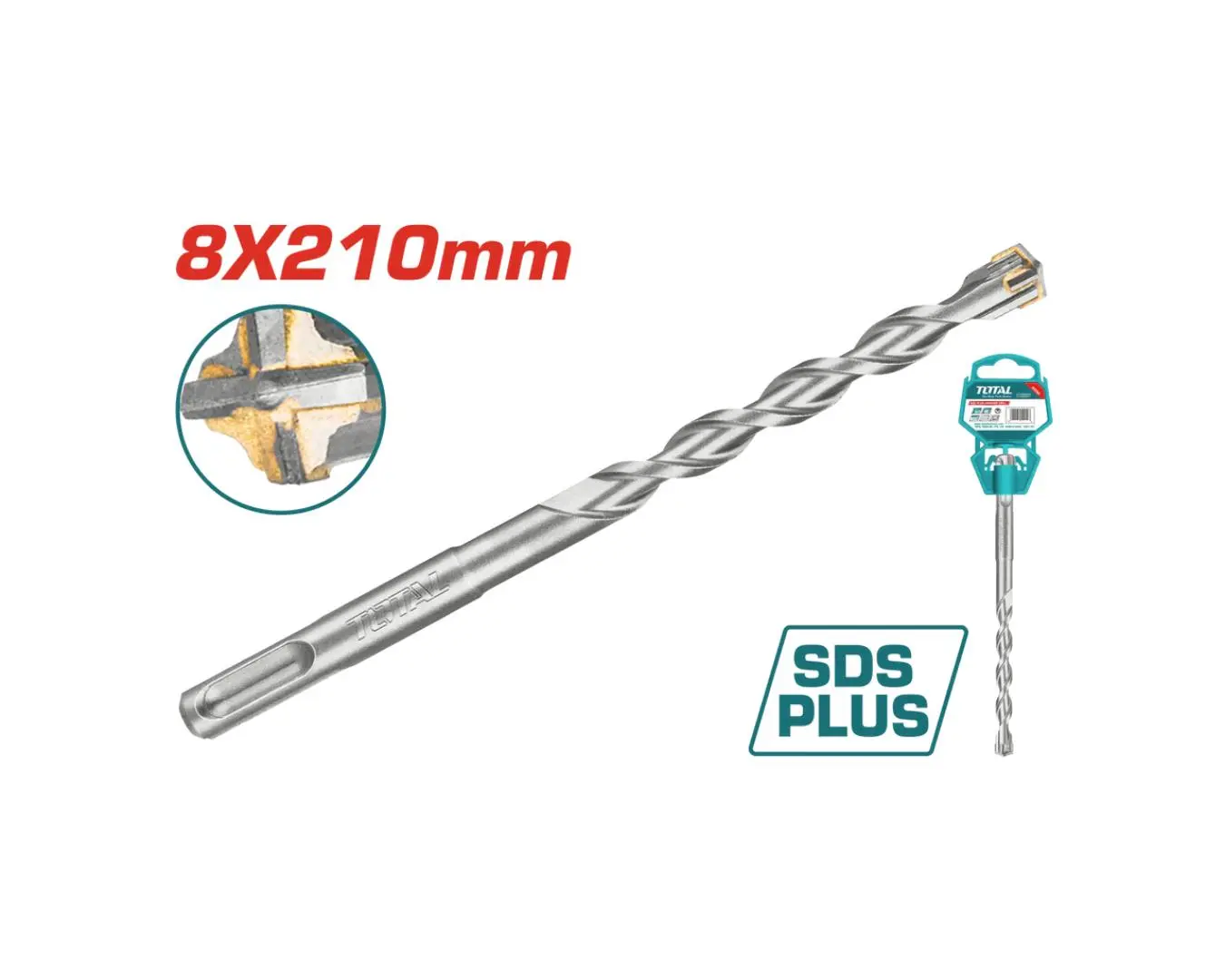 ريشة SDS PLUS 8 × 210 راس رباعي ماركة TOTAL - TAC310803C