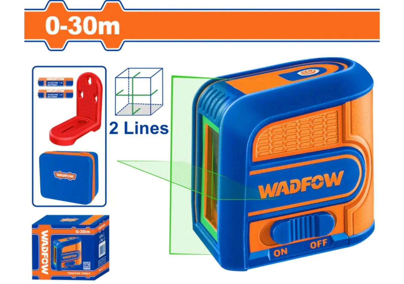شقلة ليزر اخضر خطين 0-30 متر WADFOW حديث - WLE2M03
