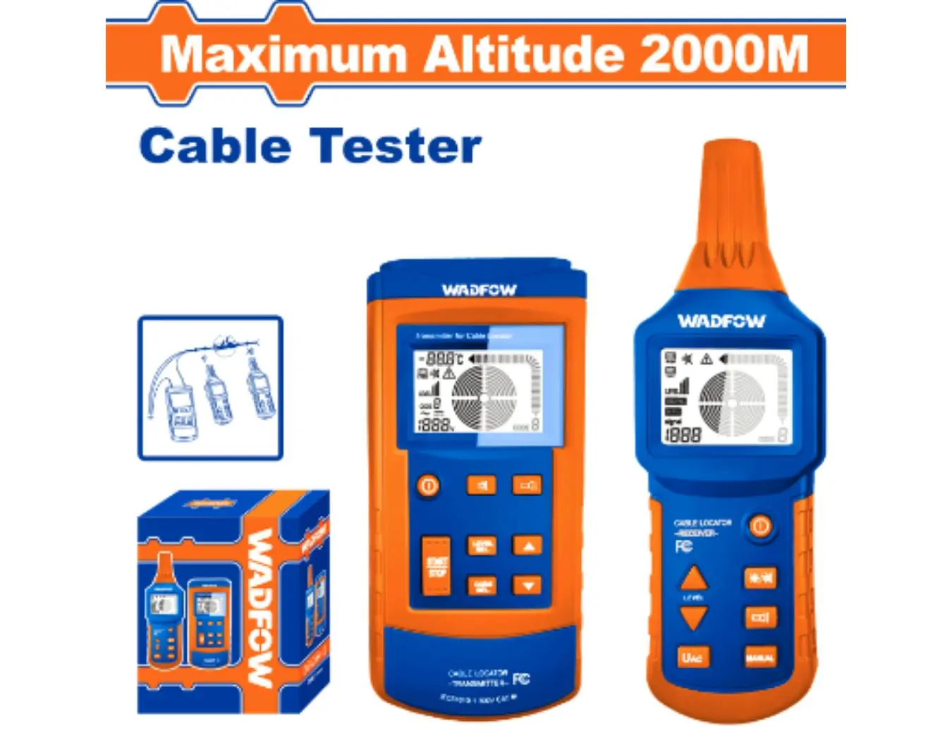 فاحص كبل ( مرسل + مستقبل ) اقصى مسافة 2000 متر ماركة WADFOW - WTP9504