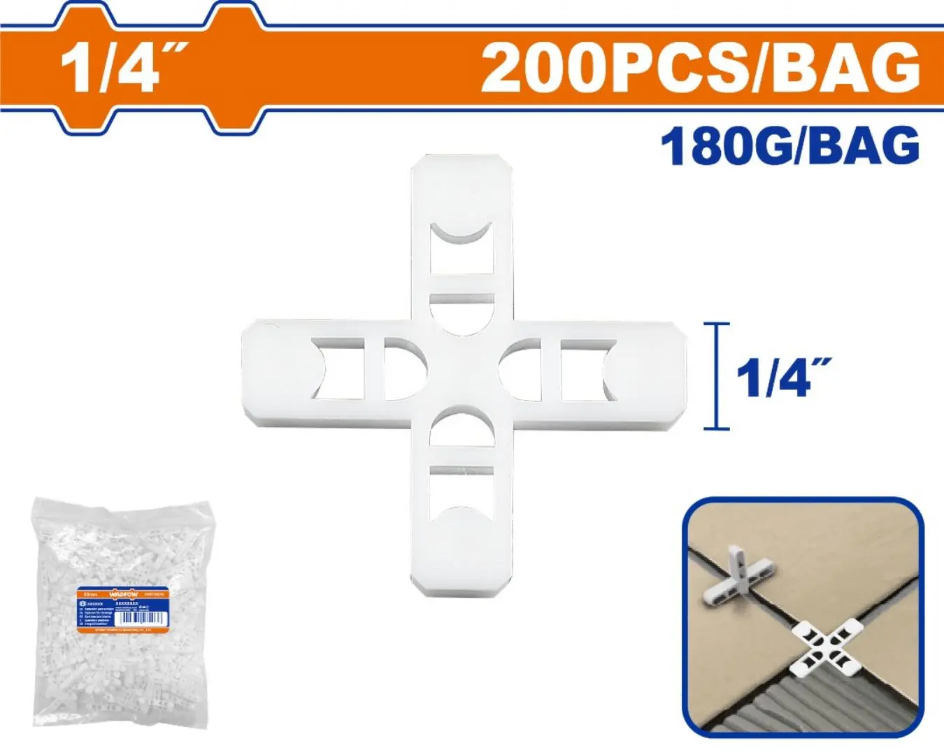 فواصل بلاط إشارة + 6 مم مفرغة عدد 200 WADFOW - WXZ2906