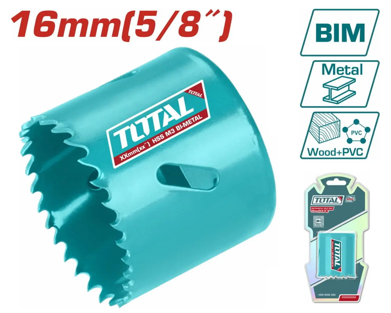 كاسة حفر معدن + خشب + PVC قياس 16 مم TOTAL - TAC410161