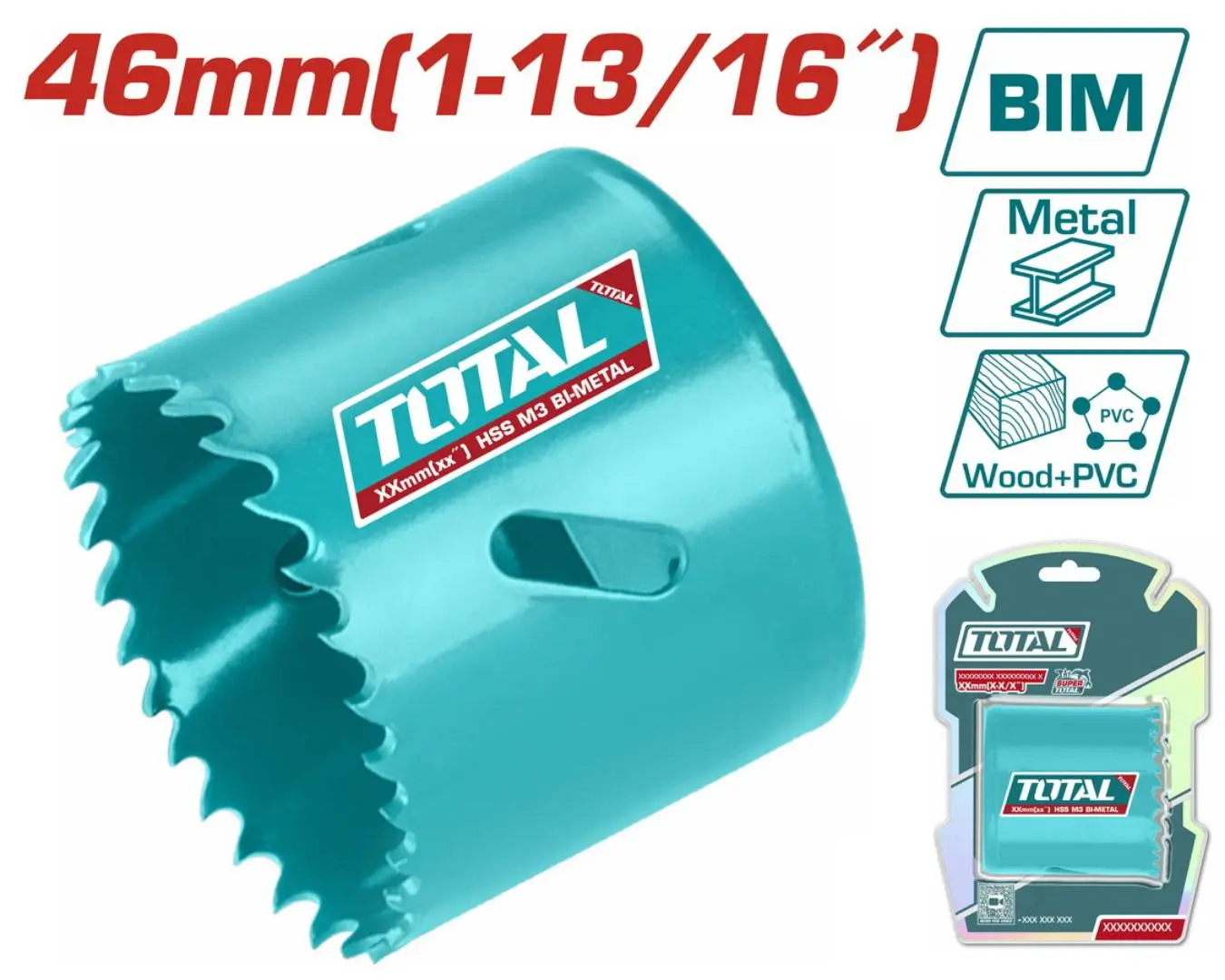 كاسة حفر معدن + خشب + PVC قياس 46 مم TOTAL - TAC410461