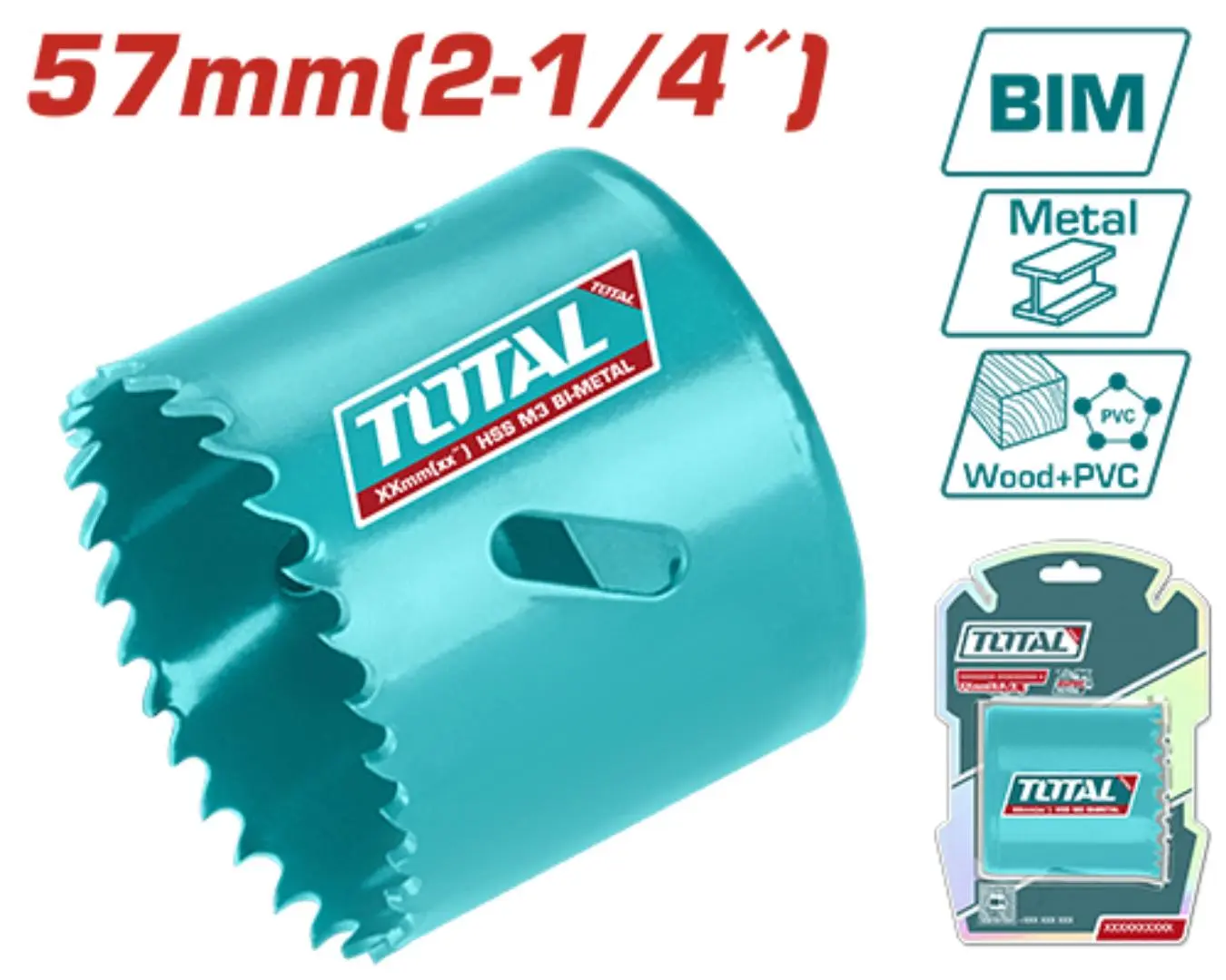 كاسة حفر معدن + خشب قياس 57 ماركة TOTAL - TAC410571