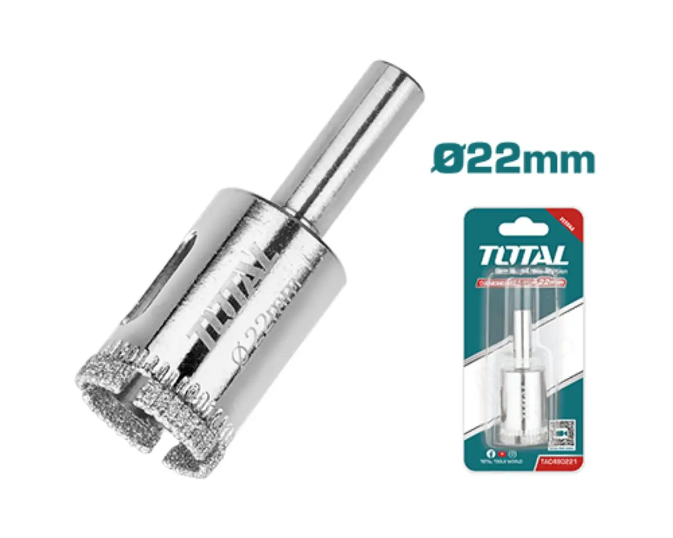 كاسة حفر زجاج +سيراميك +قرميد الماس 22 مم ماركة TOTAL - TAC490221