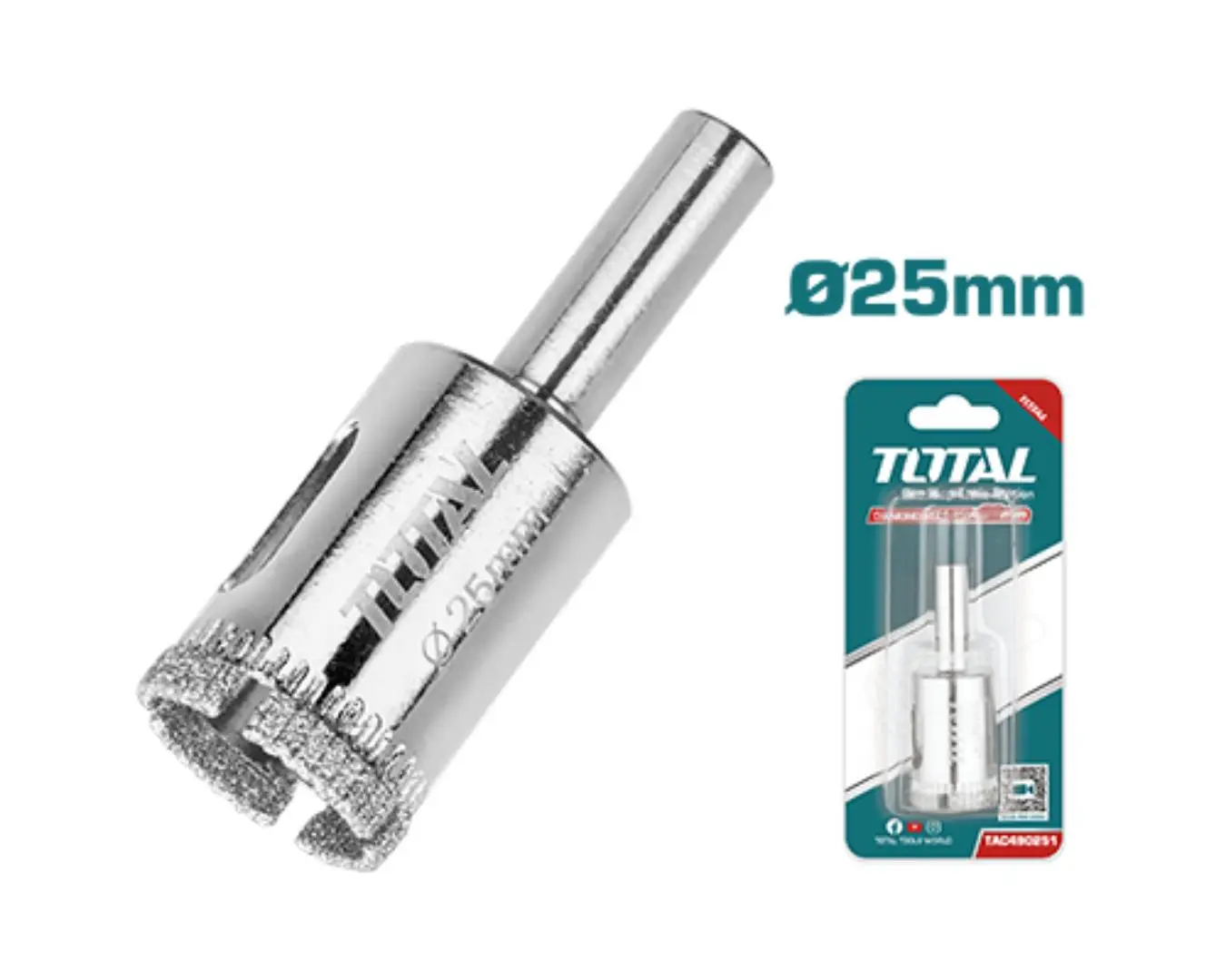كاسة حفر زجاج +سيراميك +قرميد الماس 25 مم ماركة TOTAL - TAC490251