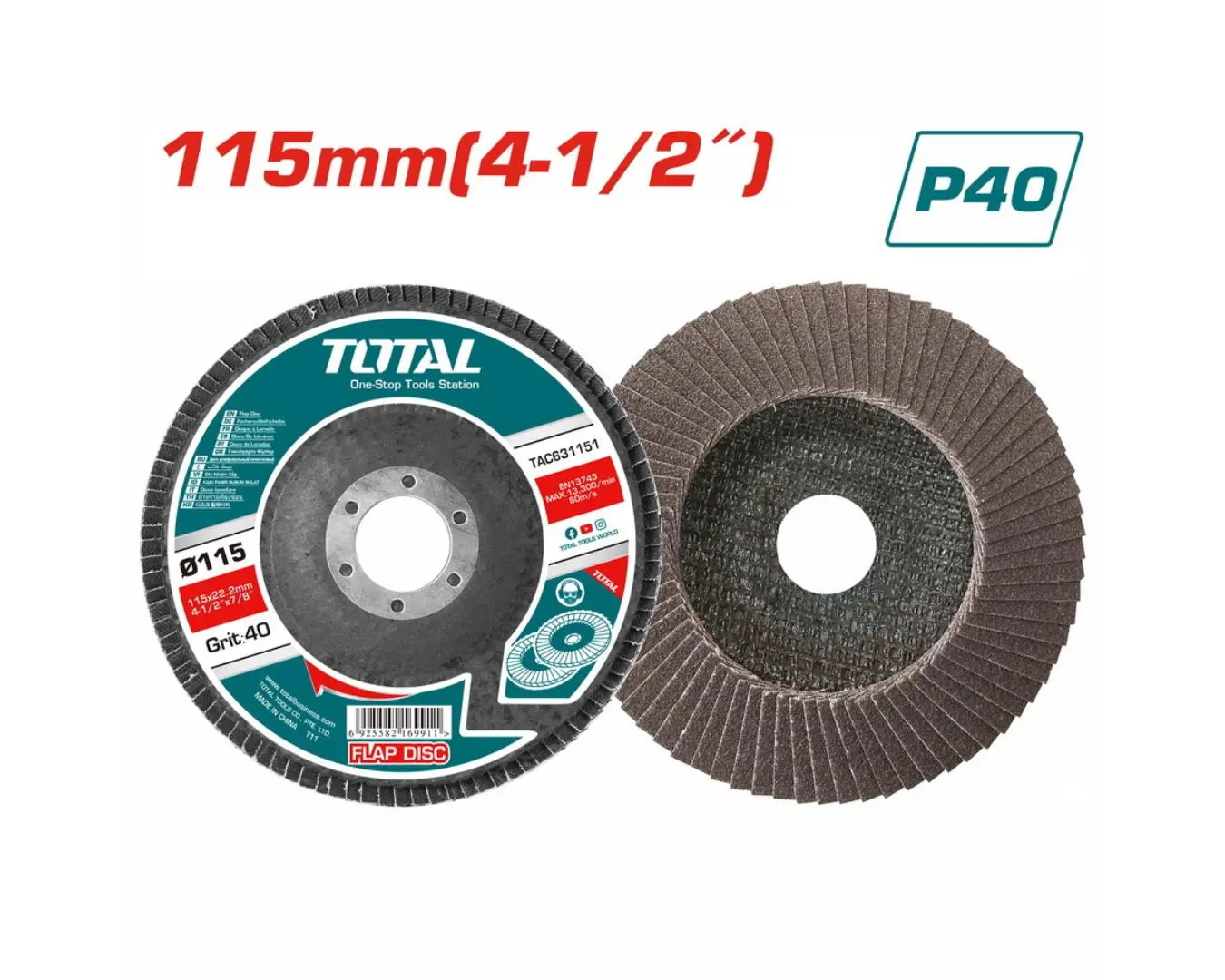 حجر جلخ حف موج P40 معدن 4.5انش TOTAL - TAC631151