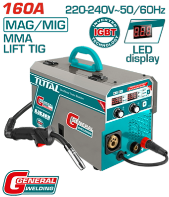 طرنس لحام 160 امبير MAG / MIG - MMA/ TIG ماركة TOTAL - TMGT1601