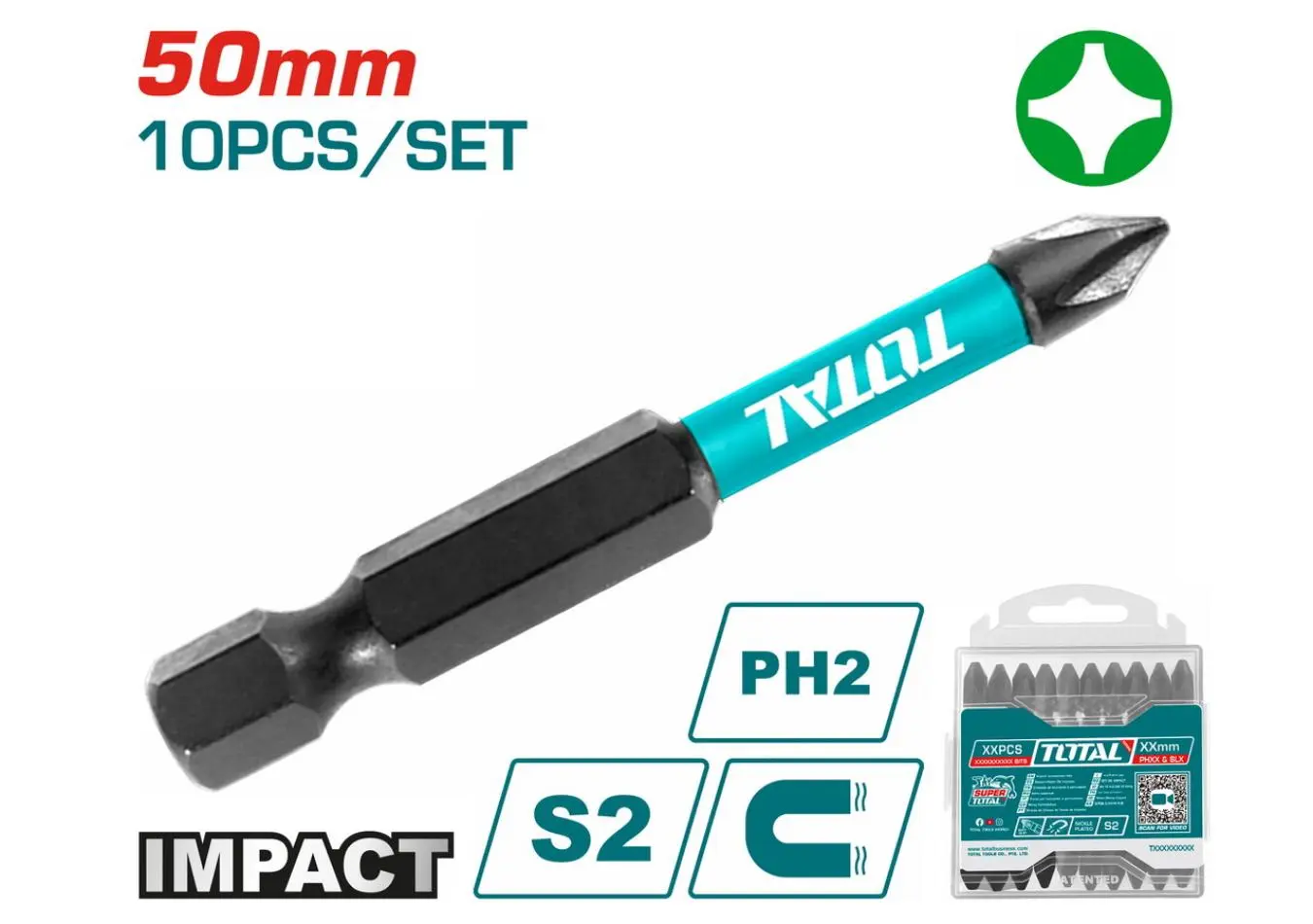 راس شد طرق مصالب PH2*50 علبة 10 قطع ماركة TOTAL - TACIM16PH223