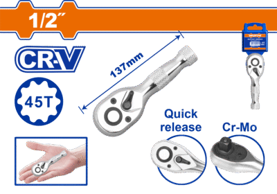 مفتاح طقطاق 1/2 انش قصير جدا طول 137 مم ماركة WADFOW - WRW2212