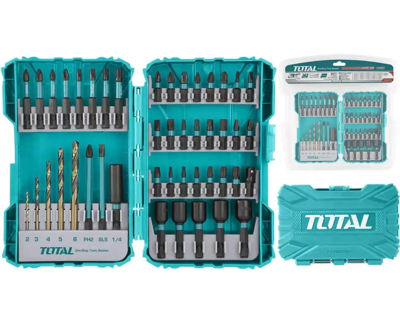 طقم 45 قطعة راس مفك وريش و جوز رجاج صناعي TOTAL - TACSDL24502