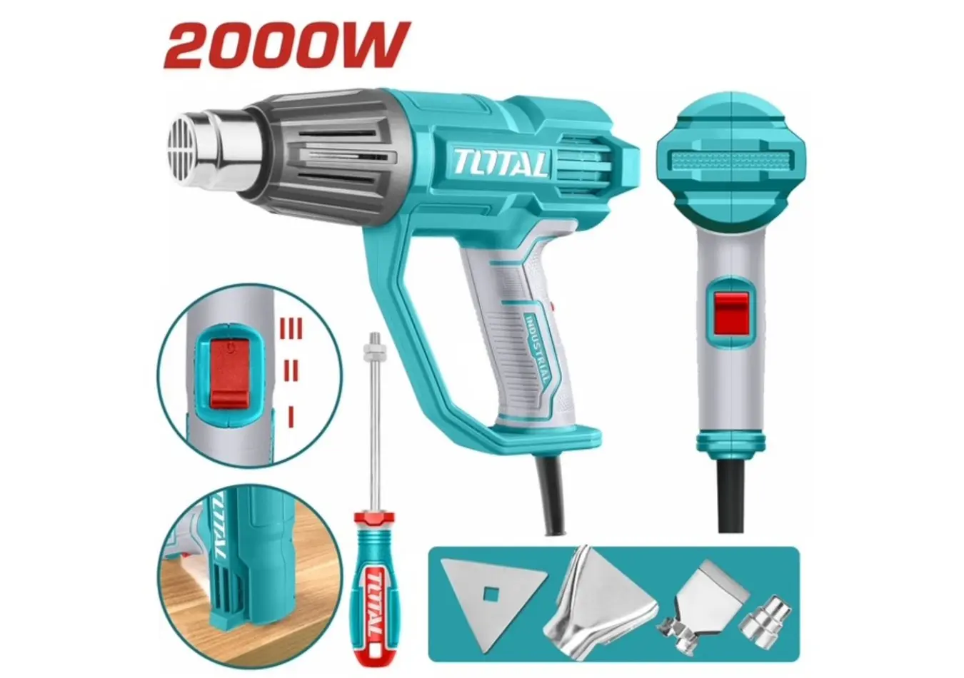 كور هواء ساخن 2000 وات مجال من 50 -550 C مع اكسسوارات ماركة TOTAL - TB20078