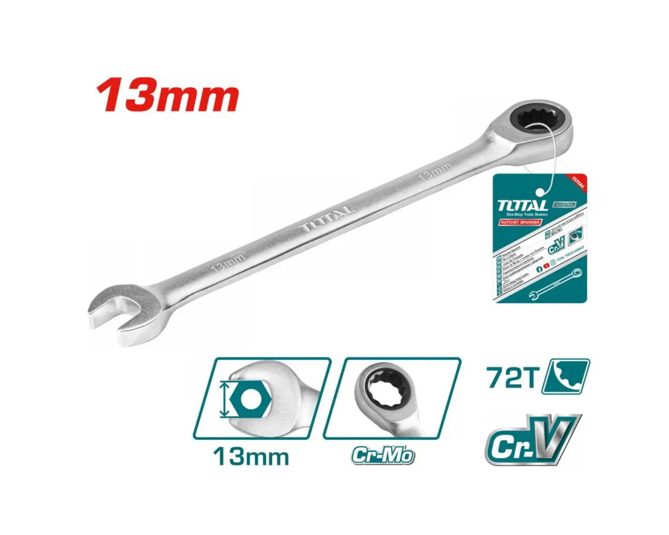 مفتاح طرف طقطاق 13 مم صناعي TOTAL - TCSPAR131