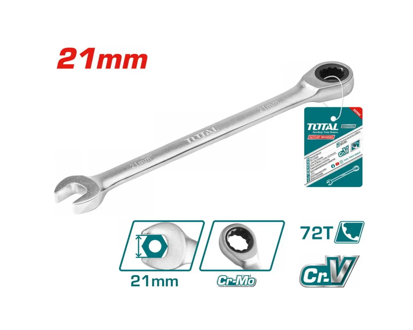مفتاح طرف طقطاق 21 مم صناعي TOTAL - TCSPAR211