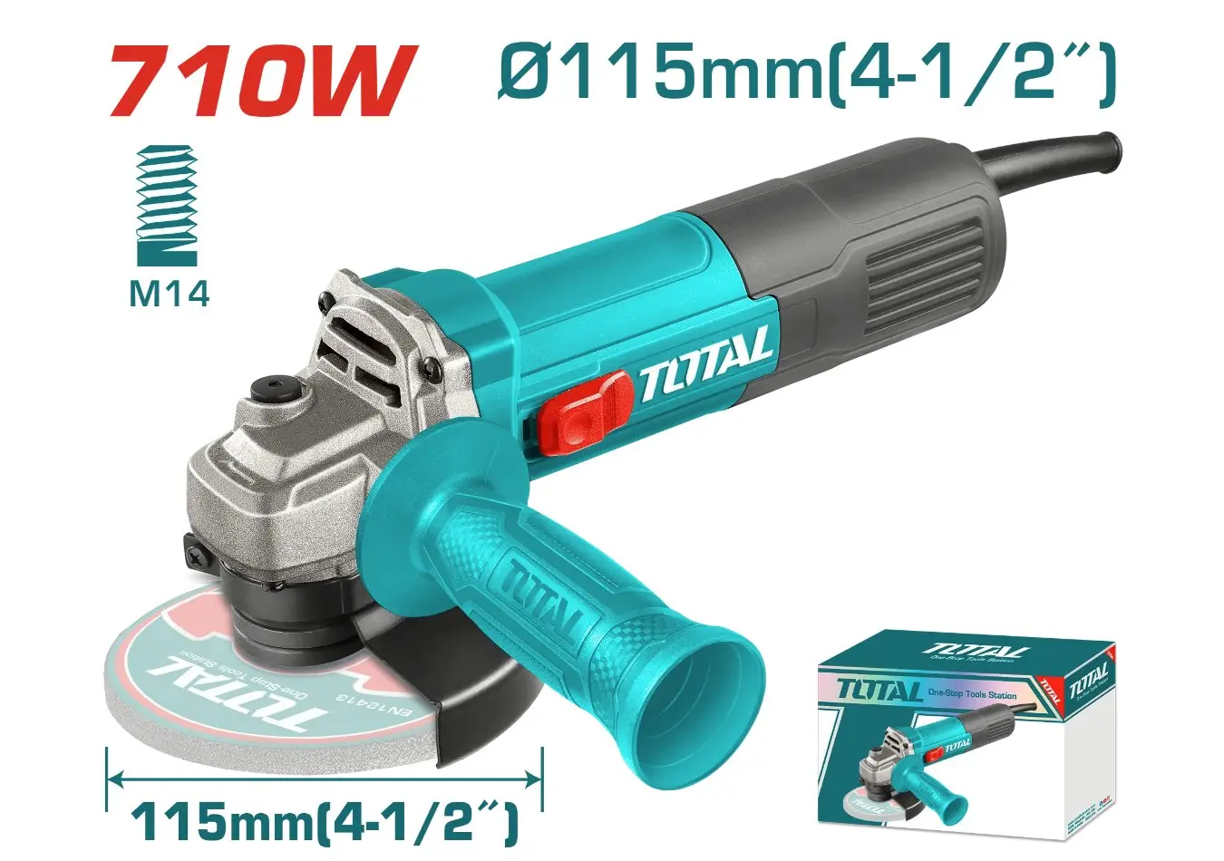جلخ صاروخ 4.5 انش 710 واط TOTAL حديث - TG10711576
