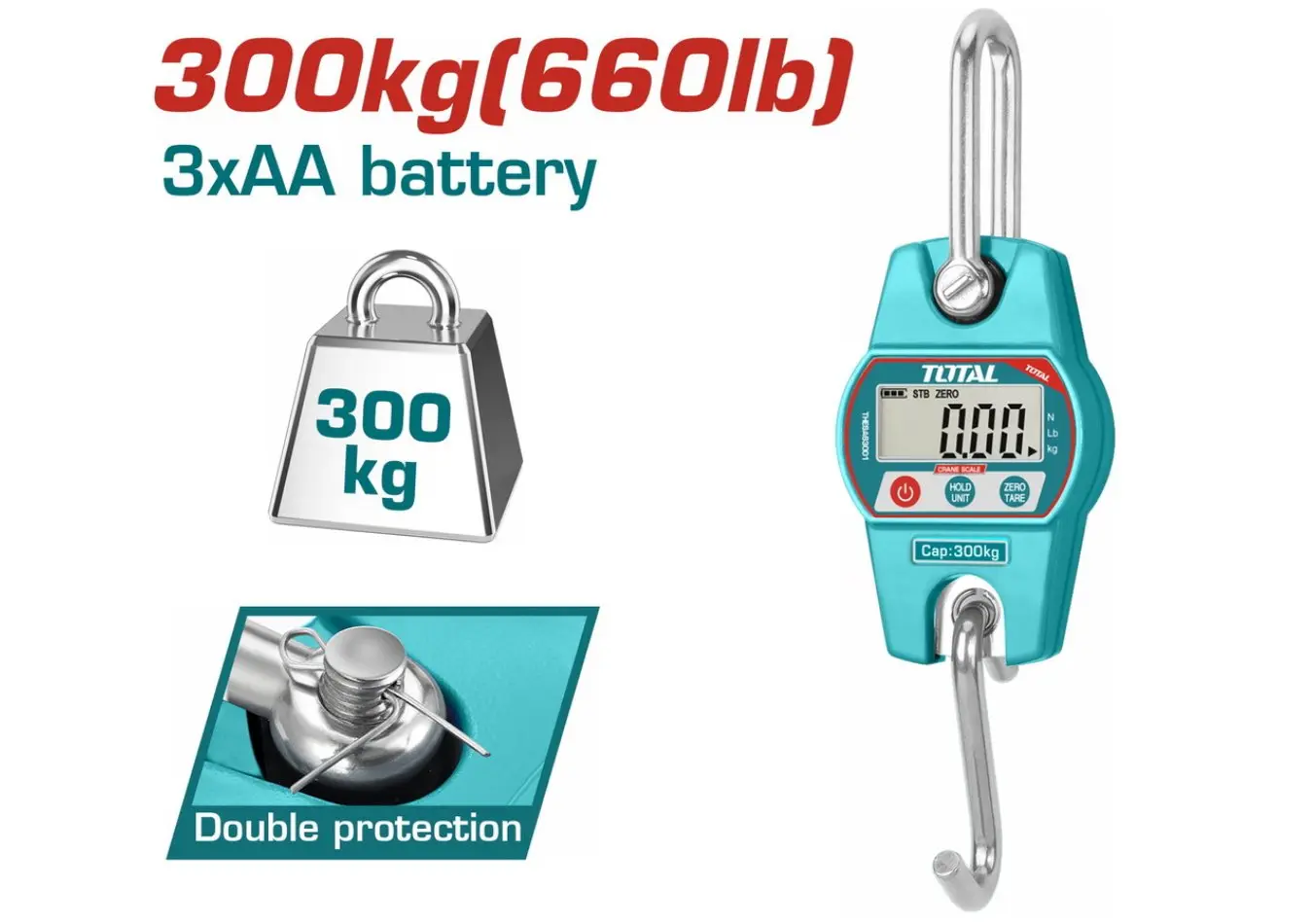 ميزان تعليق ديجيتال 300 كغ دقة 100 غ ماركة TOTAL - THESA63001